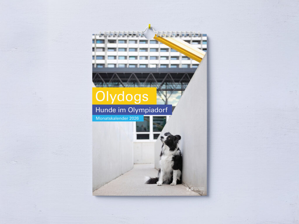 Olydog, Olydogs, Olympiadorf München, Hunde im Dorf, Hundekalender, Hunde im Olypiadorf