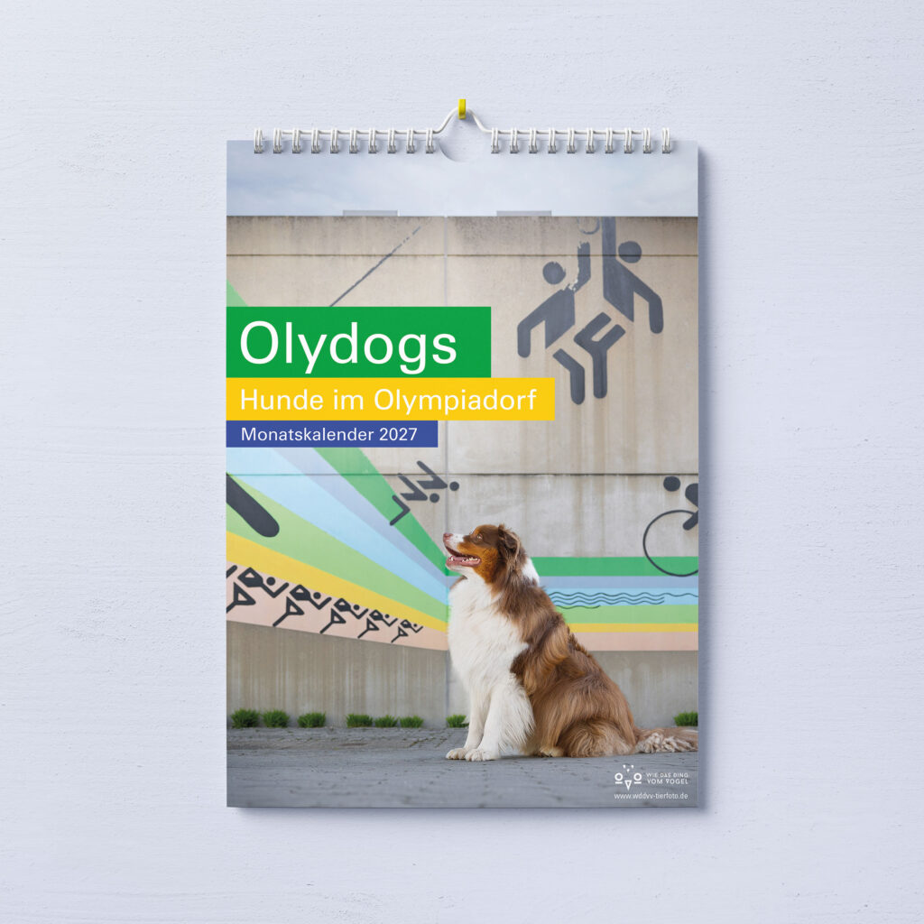 Monatskalender Olydogs, HUndefotokalender Olympiadorf München, Hunde in historischer Architektur